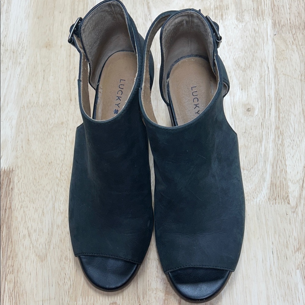 Lucky Brand Black Open-Toe Mules